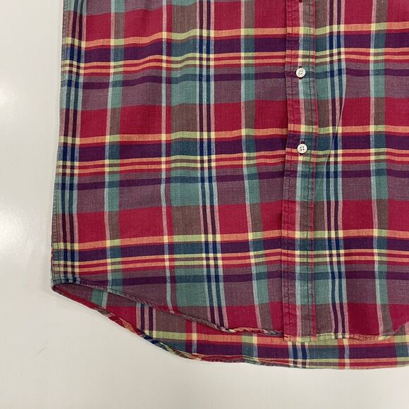 VTG Tommy Hilfiger Men’s Shirt Check Plaid Colorblock S/S Button Up 90s Size S-M - Picture 3 of 6